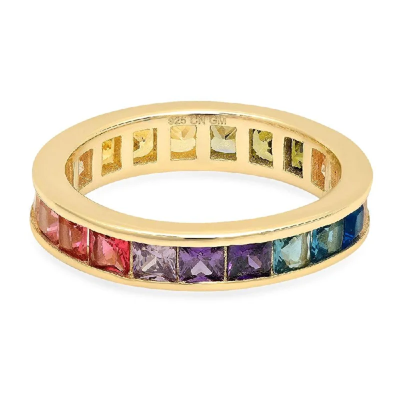 Women’s luxury rings-RAINBOW CHANNEL SET RING, GOLD