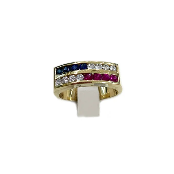 Women’s classic rings-14k Yellow Gold Mens Ruby/Sapphire Ring