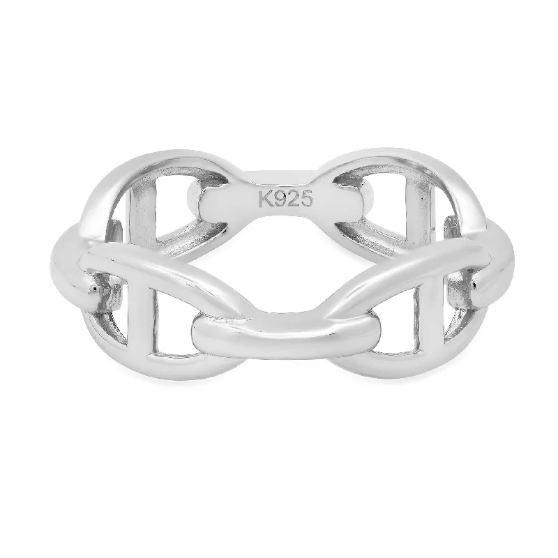 Women’s silver stackable rings-HORSEBIT LINK RING SILVER