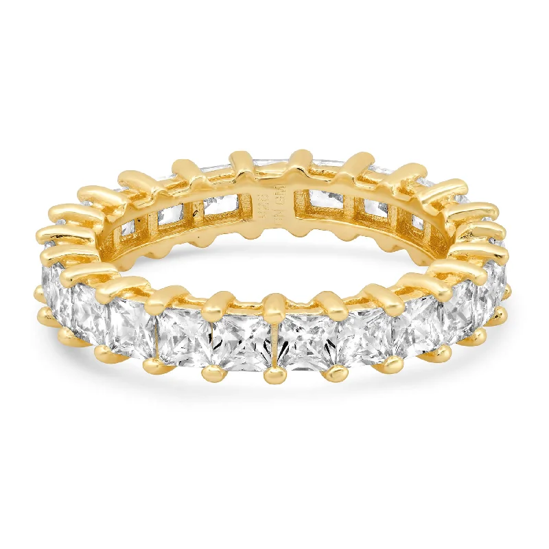 Women’s wedding sets with rings-PRINCESS CUT ETERNITY RING, GOLD