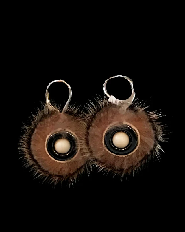 Women’s personalized earrings-Earrings- W. Grant, Ivory, Hematite, & Fur