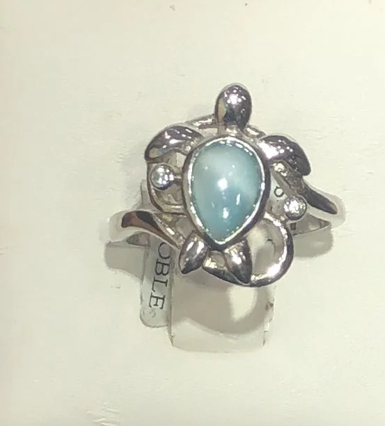 Women’s fashion rings-Sterling Silver Larimar Ring