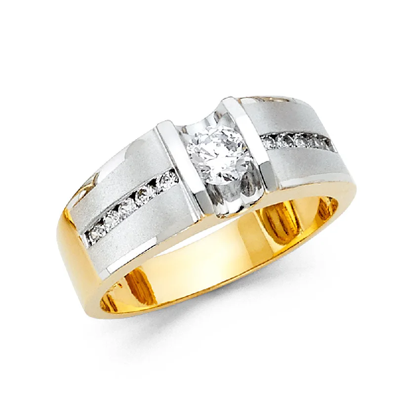 Women’s crystal engagement rings-14KY CZ MENS RING