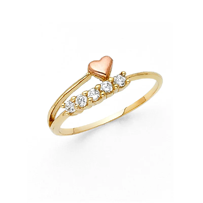 Women’s gold rings-14K CZ FANCY HEART RING