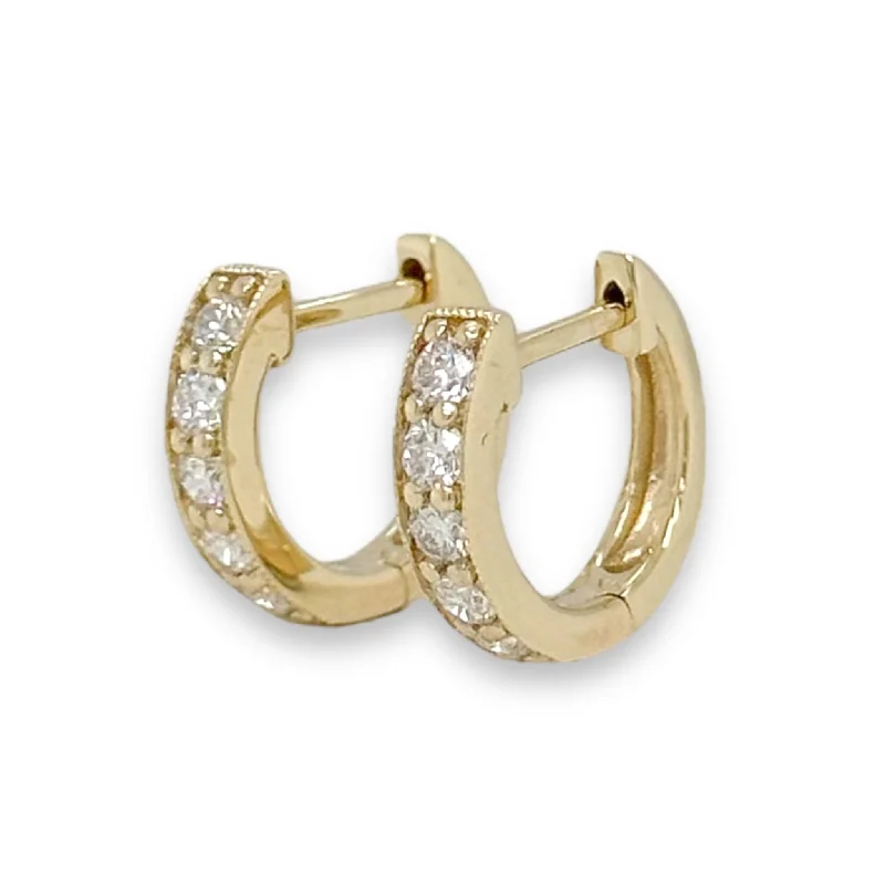 Women’s crystal earrings-14K Y Gold 0.35ctw Small Diamond Hoop Earrings