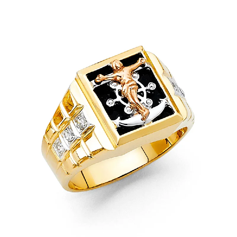 Women’s two-tone rings-14K ONYX MENS RING