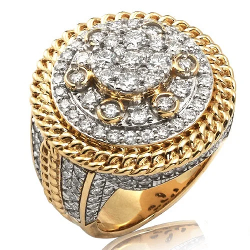 Women’s classic rings-14K 4.65CTW MENS DIAMOND ROUND CLUSTER RING