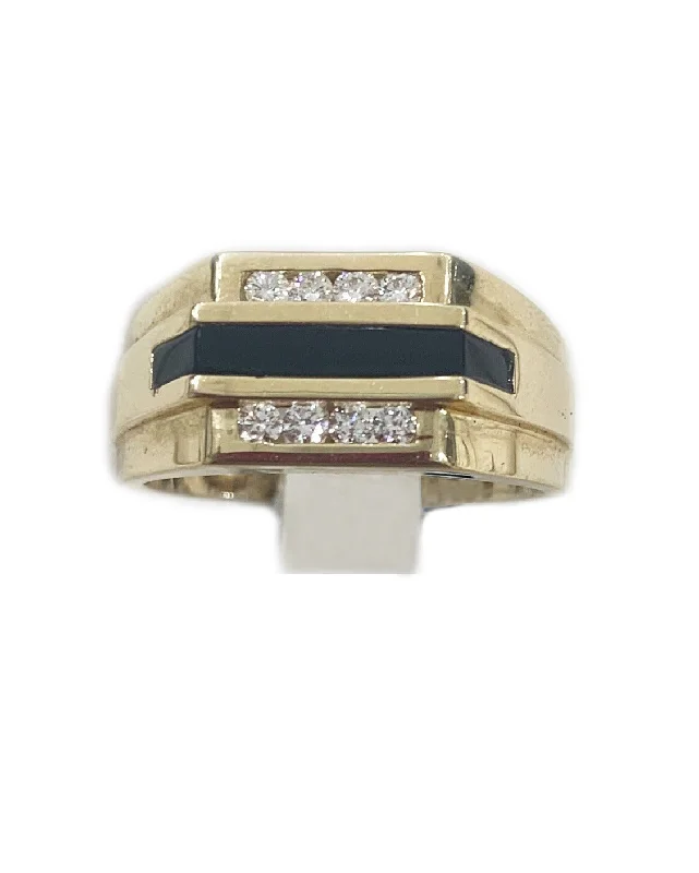 Women’s infinity rings-14k Yellow Gold Mens Onyx Ring