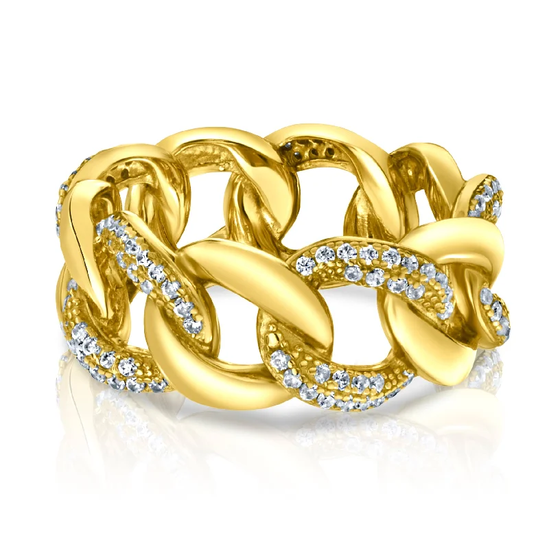 Women’s bridal rings-BOLD CUBAN LINK RING, GOLD