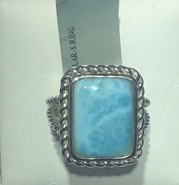 Women’s teardrop rings-Sterling Silver Larimar Ring