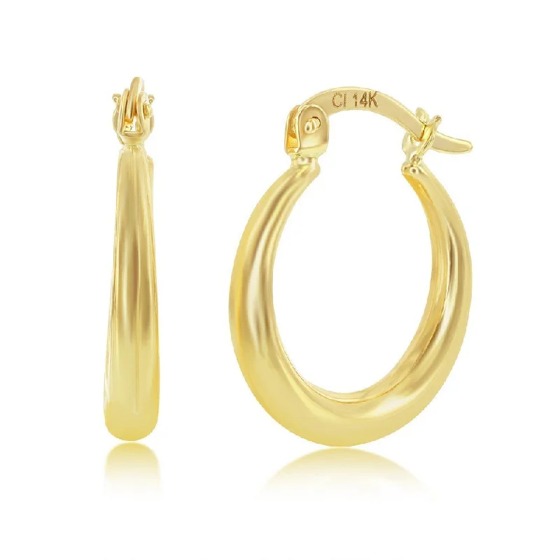 Women’s half hoop earrings-14K Y Gold 18mm Tapered Hoop Earrings