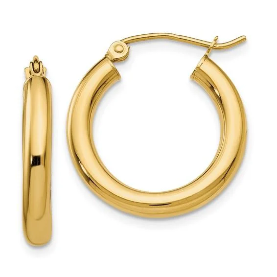 Women’s drop hoop earrings-14K Y Gold 20mm Polished Tube Hoop Earrings