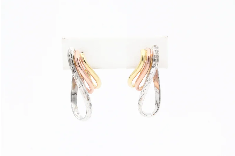 Women’s designer earrings-Tri-tone Multi Hoop Earrings