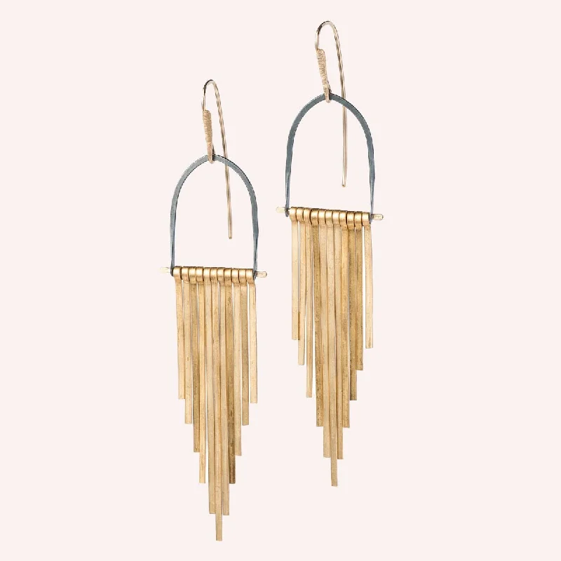 Women’s vintage-inspired earrings-Brass Celestial Earrings