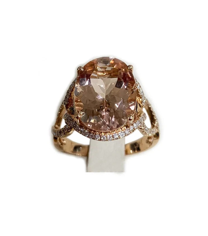 Women’s wedding band rings-14k Rose Gold Morganite Ring