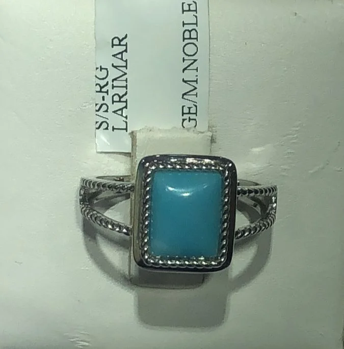 Women’s boho rings-Sterling Silver Larimar Ring