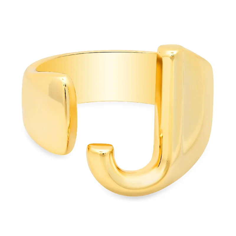 Women’s wedding set rings-SLEEK INITIAL RING GOLD