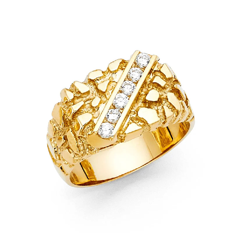 Women’s band rings-14K CZ NUGGET RING