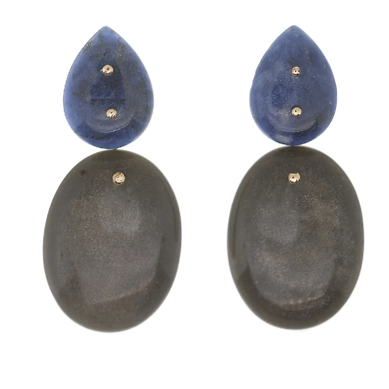 Women’s sapphire drop earrings-Mobile Earrings Sodalite Golden Obsidian