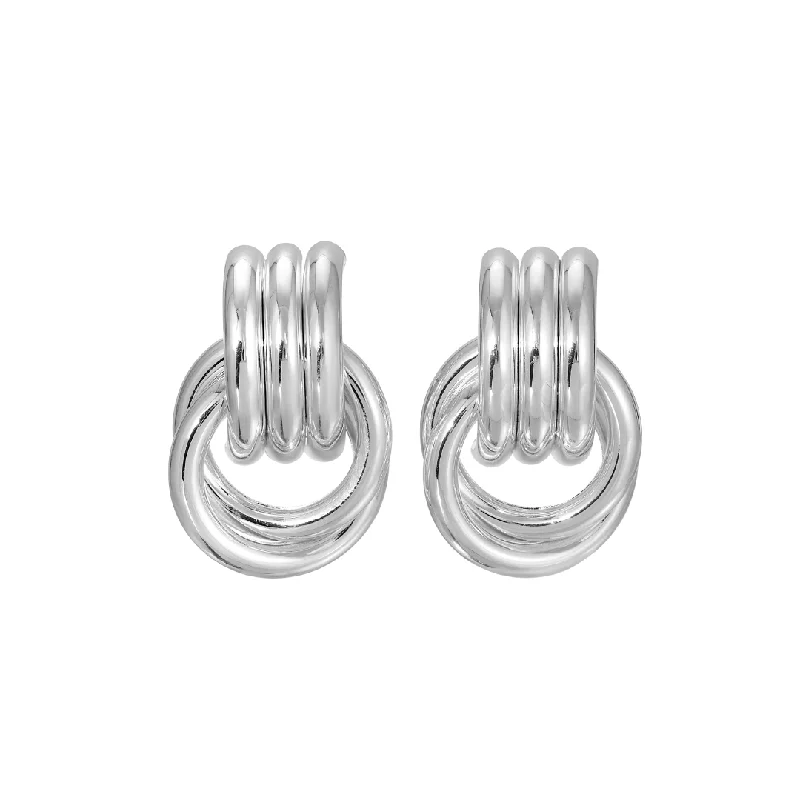 Women’s trendy earrings-DOUBLE KNOT SILVER