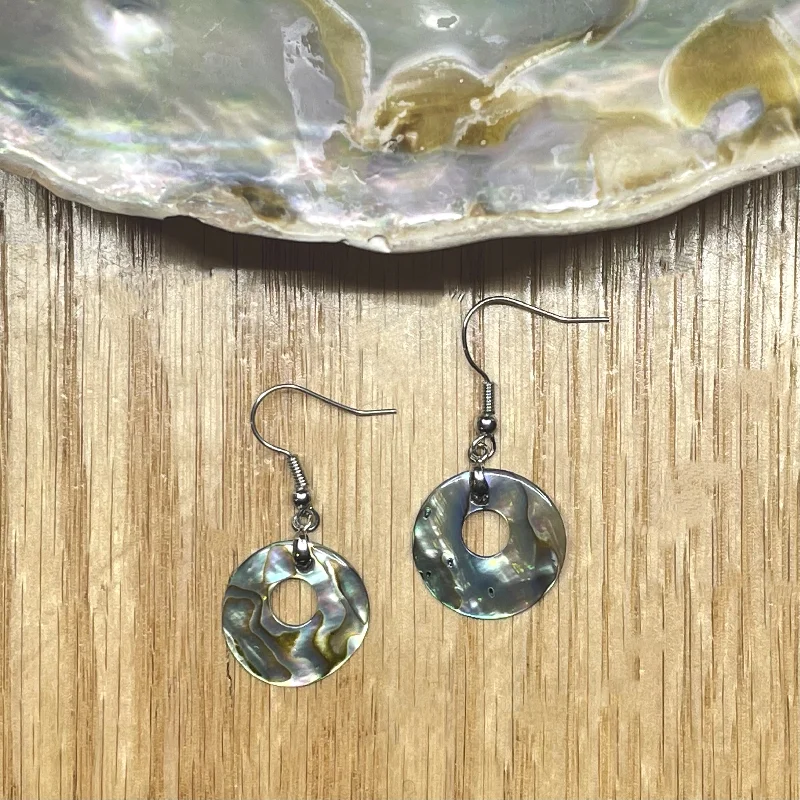 Women’s moonstone earrings-Cedar House 3/4" Round Cutout Abalone Earrings