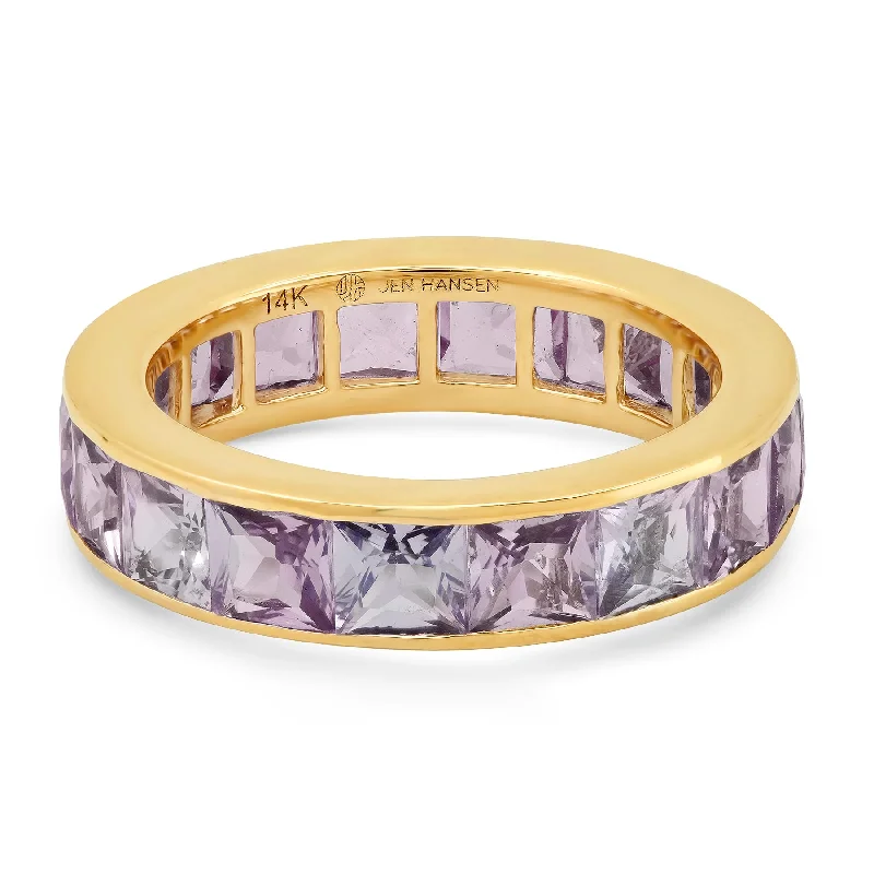 Women’s fashion statement rings-LARGE LAVENDER SAPPHIRE CHANNEL SET RING, GOLD