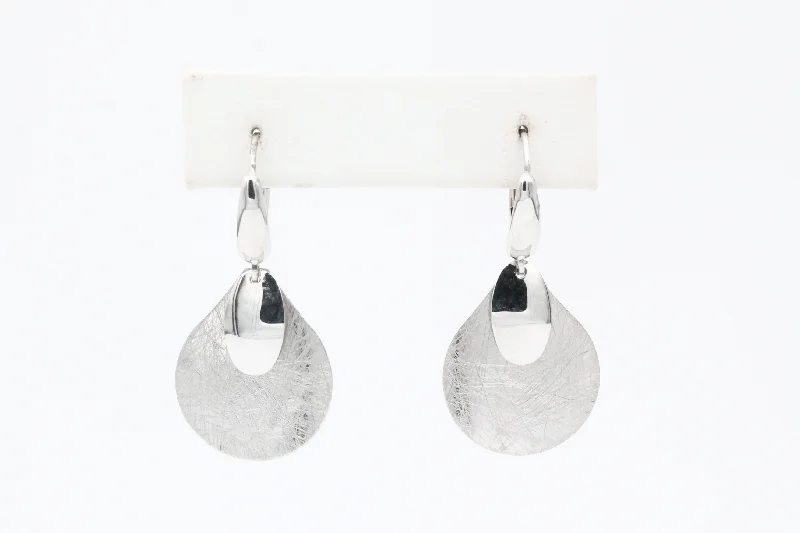 Women’s flower stud earrings-White Gold Matte Finish Domed Earrings