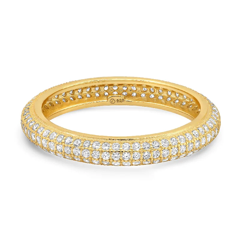 Women’s custom-designed rings-TRIPLE ROW PAVE ETERNITY RING, GOLD