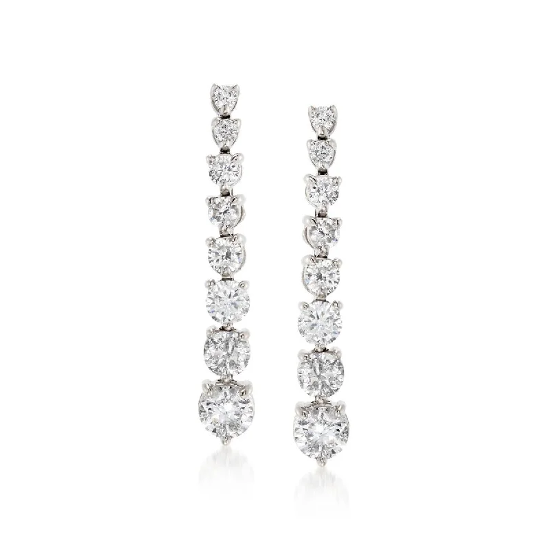 Women’s crystal drop earrings-14K W Gold 2.15cttw Graduated Diamond Drop Earrings