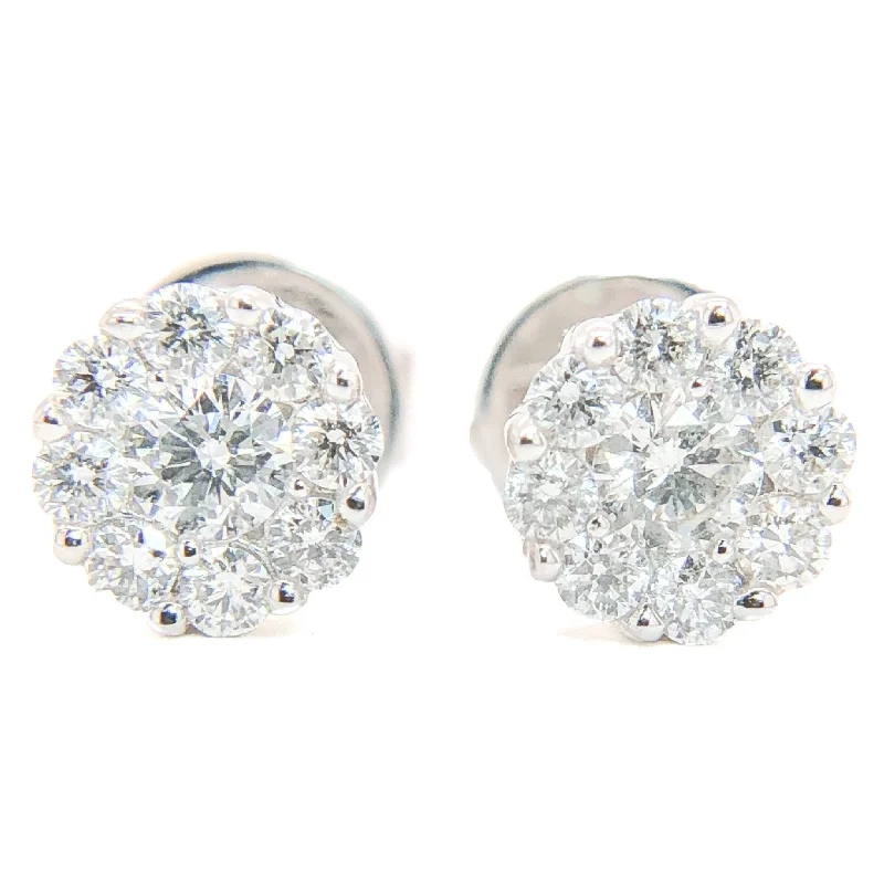 Women’s matching earrings-14K W Gold 0.50cttw Diamond 6mm Round Cluster Earrings