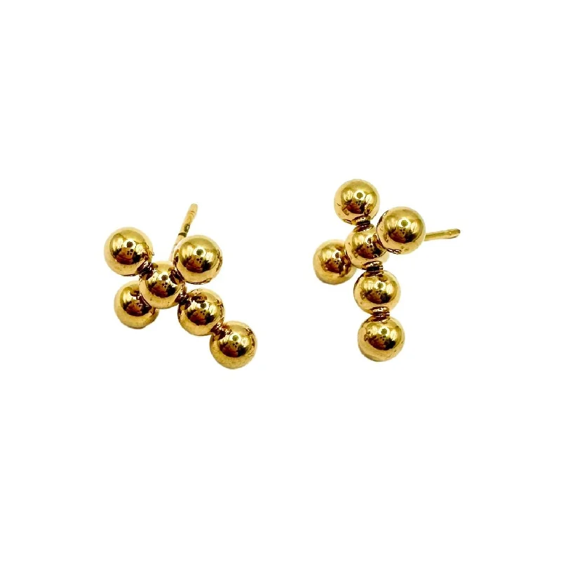 Women’s infinity hoop earrings-Linny Co | Wyatt Gold Tone Cross Stud Earrings