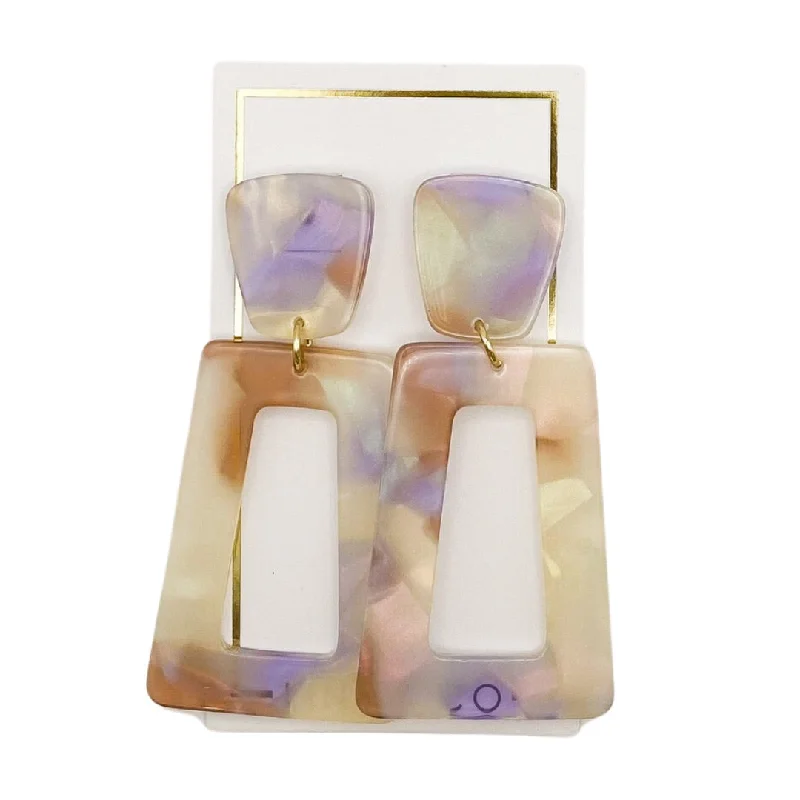 Women’s fashion earrings-Linny Co | Kennedy Rectangular Drop Earrings in Lavender Honey