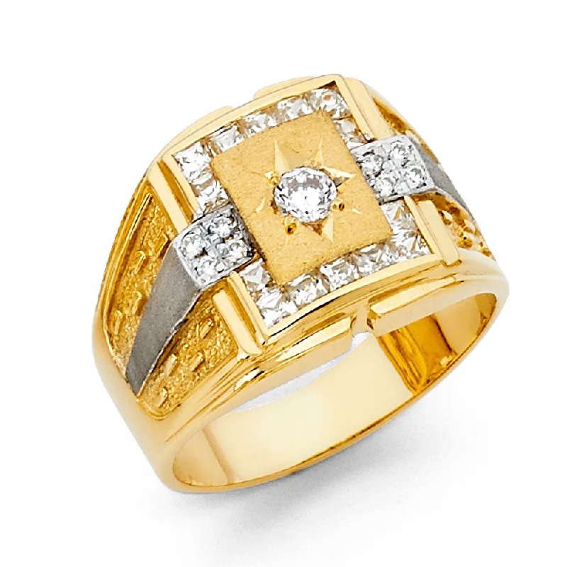 Women’s adjustable gemstone rings-14K CZ MENS RING