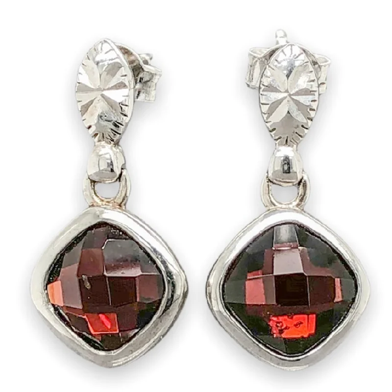 Women’s hoop stud earrings-SS 4.32cttw Garnet Drop Earrings