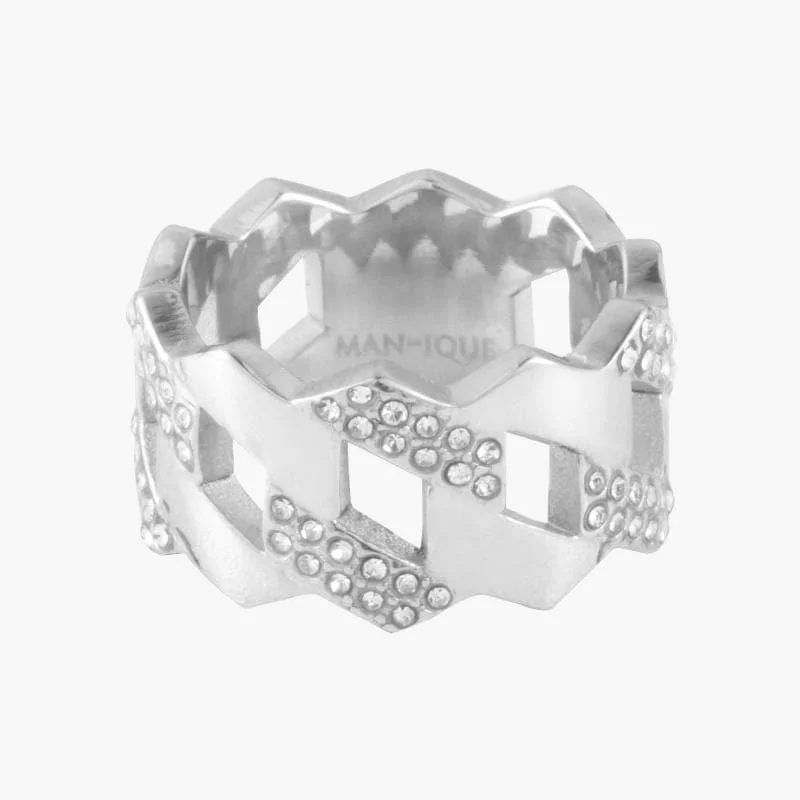 Women’s black diamond rings-Classic Chain Ring - Silver