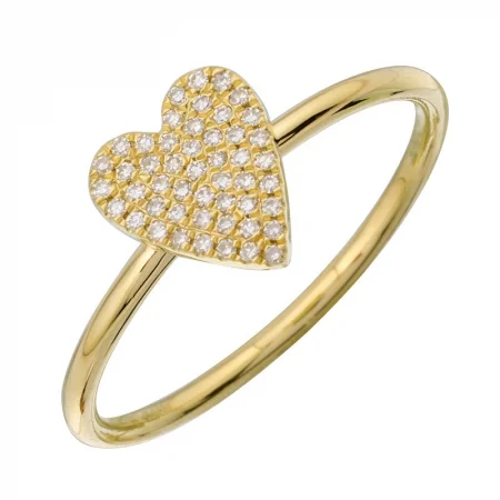 Women’s chunky rings-14k Yellow Pave Heart Ring