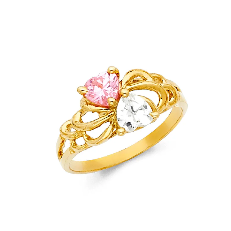 Women’s fine rings-14K TWO STONE MOTHERS RING