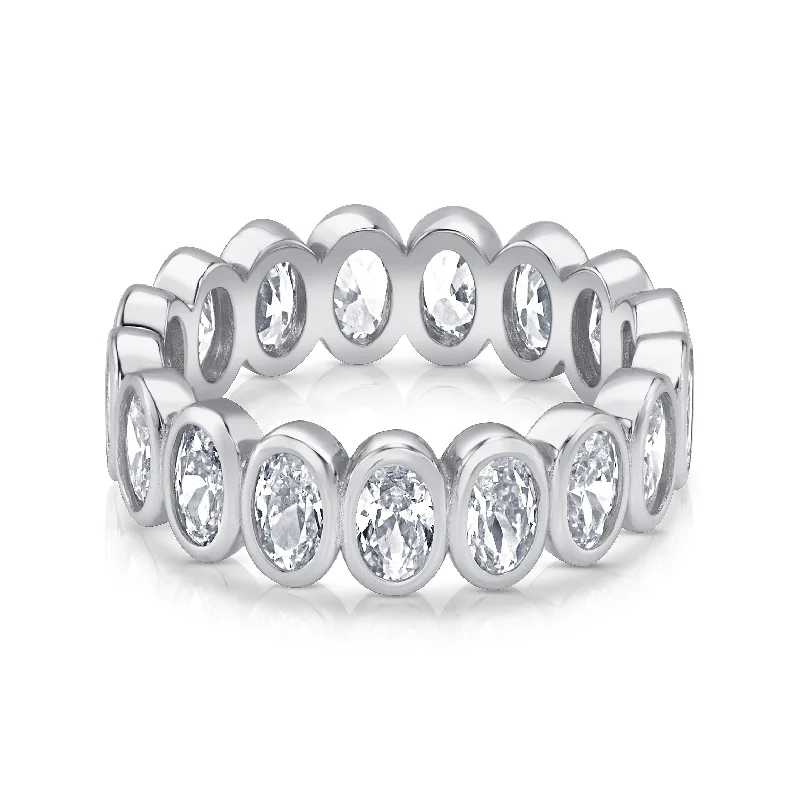 Women’s bold rings-OVAL CZ ETERNITY RING, SILVER