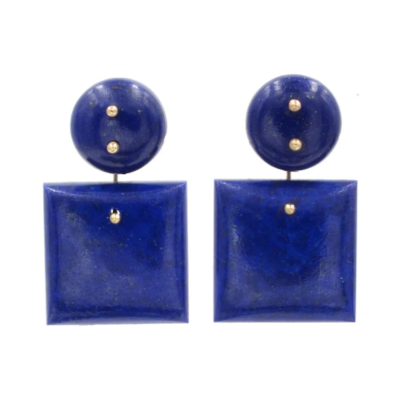 Women’s crystal drop earrings-Mobile Earrings Lapis Double