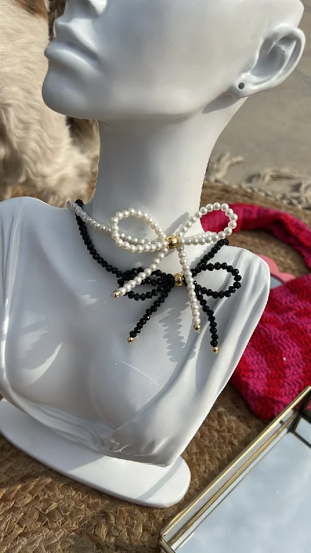 Women’s ruby rings-Spring beaded bow neckpiece