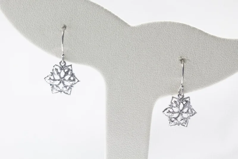 Women’s beaded dangly earrings-Snowflake Dangle Earrings