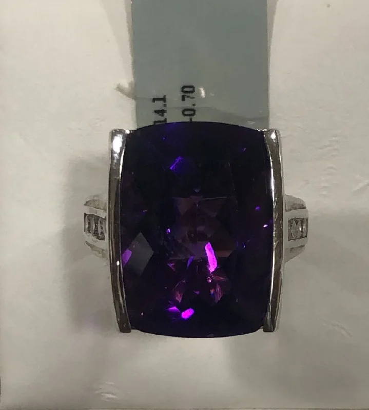 Women’s two-tone rings-Sterling Silver Amethyst Ring