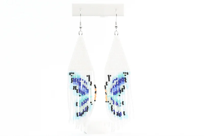 Women’s hoop earrings-Butterfly Beaded Earrings