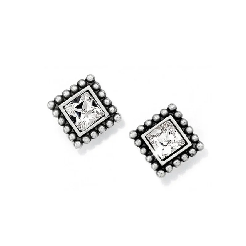 Women’s boho earrings-Brighton | Sparkle Square Mini Post Earrings in Clear Crystal