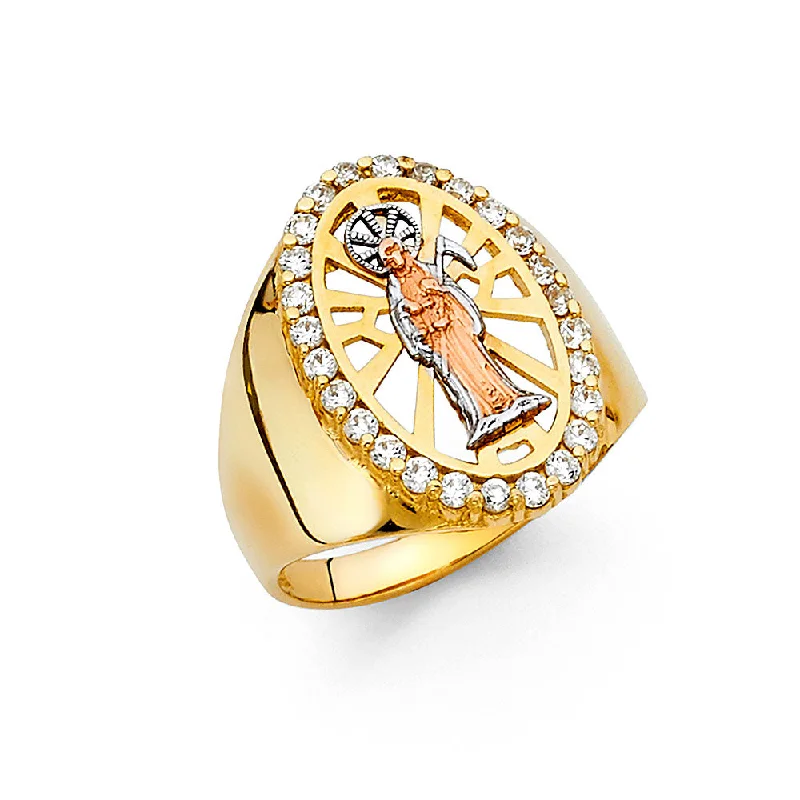 Women’s adjustable rings-14K Santa Muerte Mens Ring