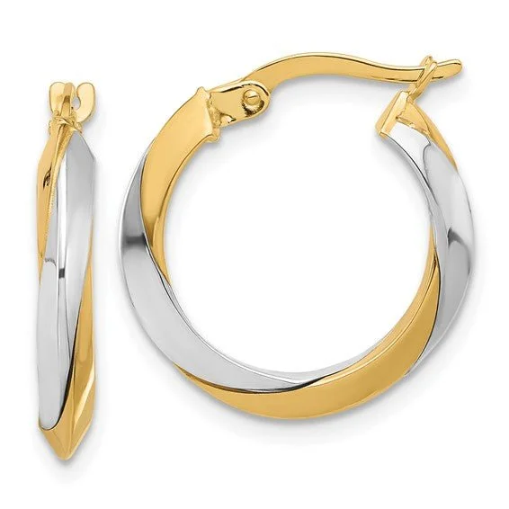 Women’s rainbow earrings-14K TT Gold Twist Hoop Earrings 1.8grms