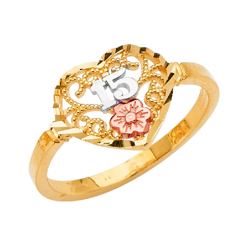 Women’s statement rings-14K 15 Years Ring