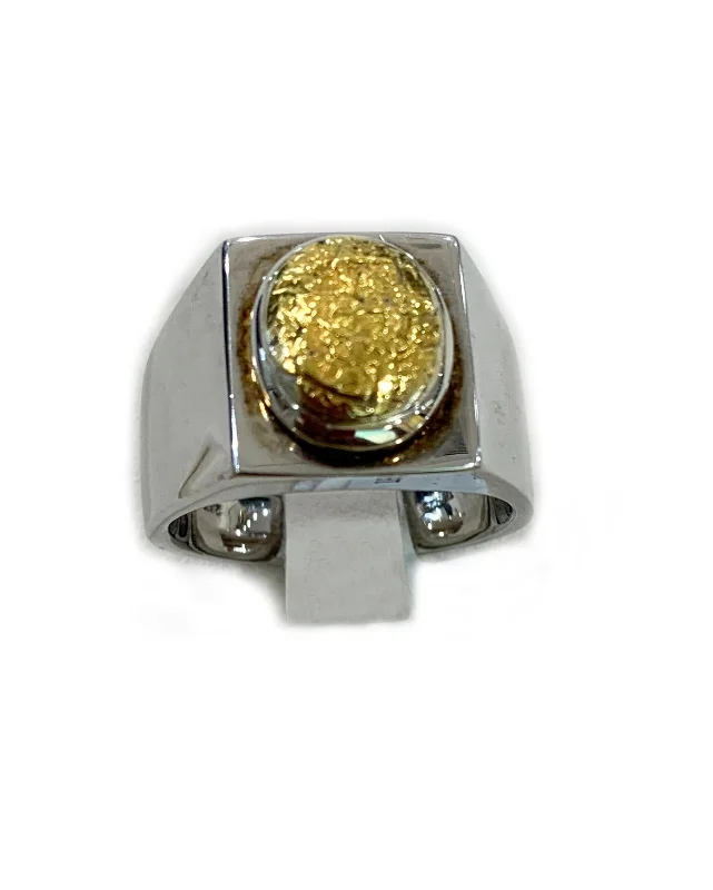 Women’s celestial rings-Sterling Silver Mens Golden Quartz Ring