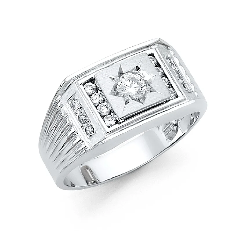 Women’s two-tone rings-14K Men's White Gold Ring