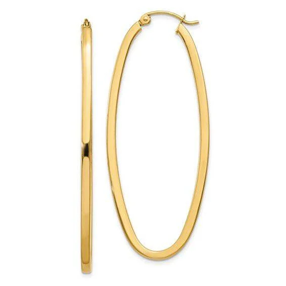 Women’s hoop earrings for brides-14K Y Gold Elongated Hoop Earrings